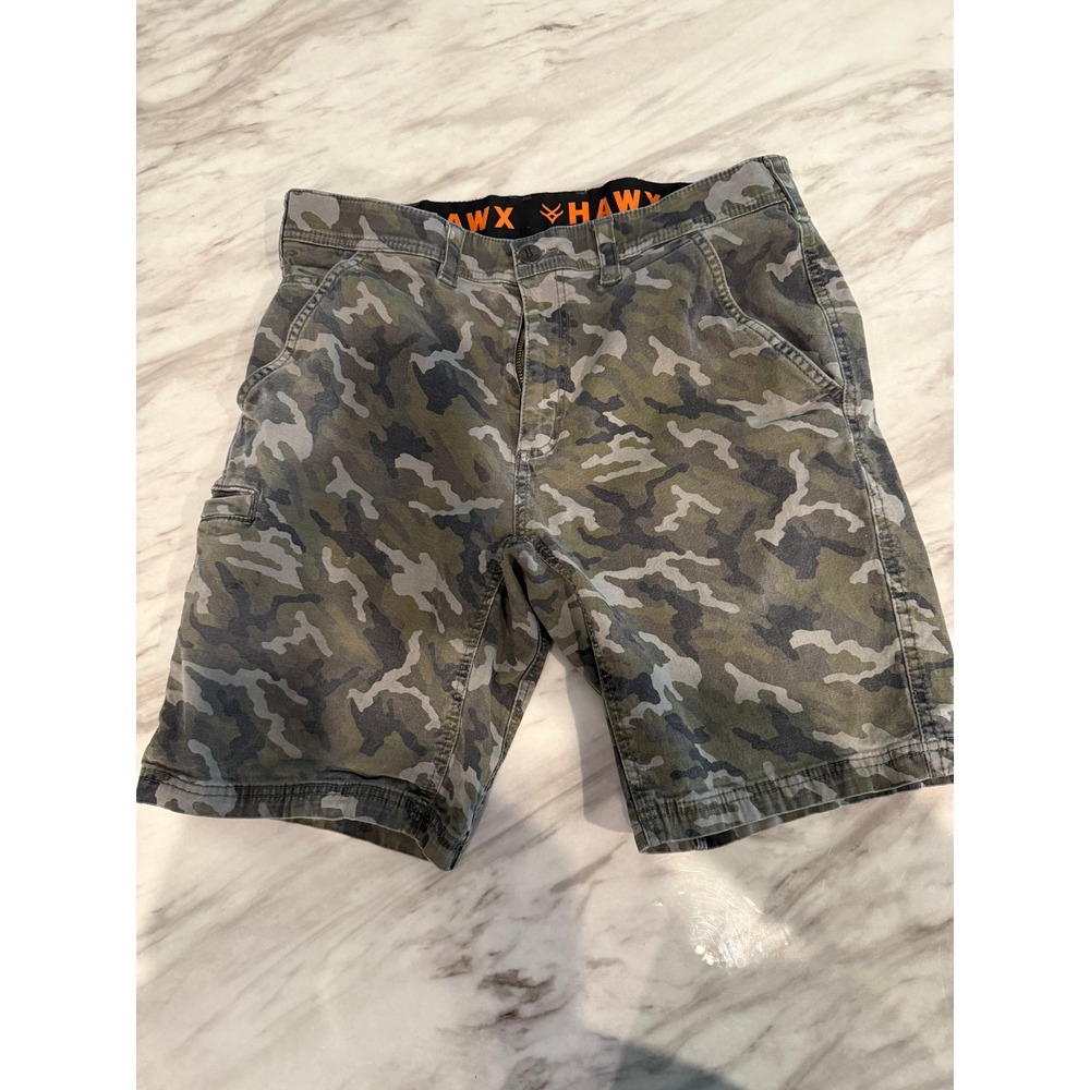 HAWX Mens Camo Cargo Shorts Size 36W Outdoor Utility Pocket